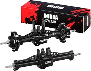 INJORA Front and Rear Complete Axles Set - Stock Length CNC Aluminum Axles for 1/18 RC Crawler TRX4M Upgrade