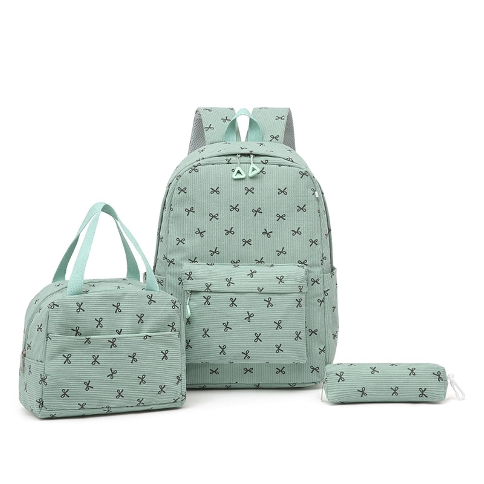 Zaino da Viaggio 3 in 1 Nero Arco Stampa Set Scolastico con Sacchetto A Pranzo E Borsa Matita per Ragazze Adolescenti