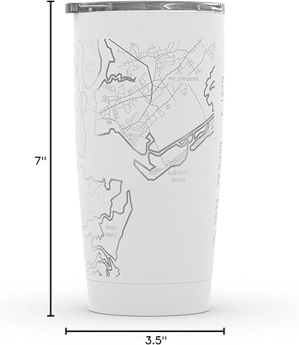 Vista 529 de Well Told Vaso de café aislado con diseño de mapa de Nueva York grabado, taza de acero inoxidable grabada (20 onzas, negro) con aislamiento de mapa