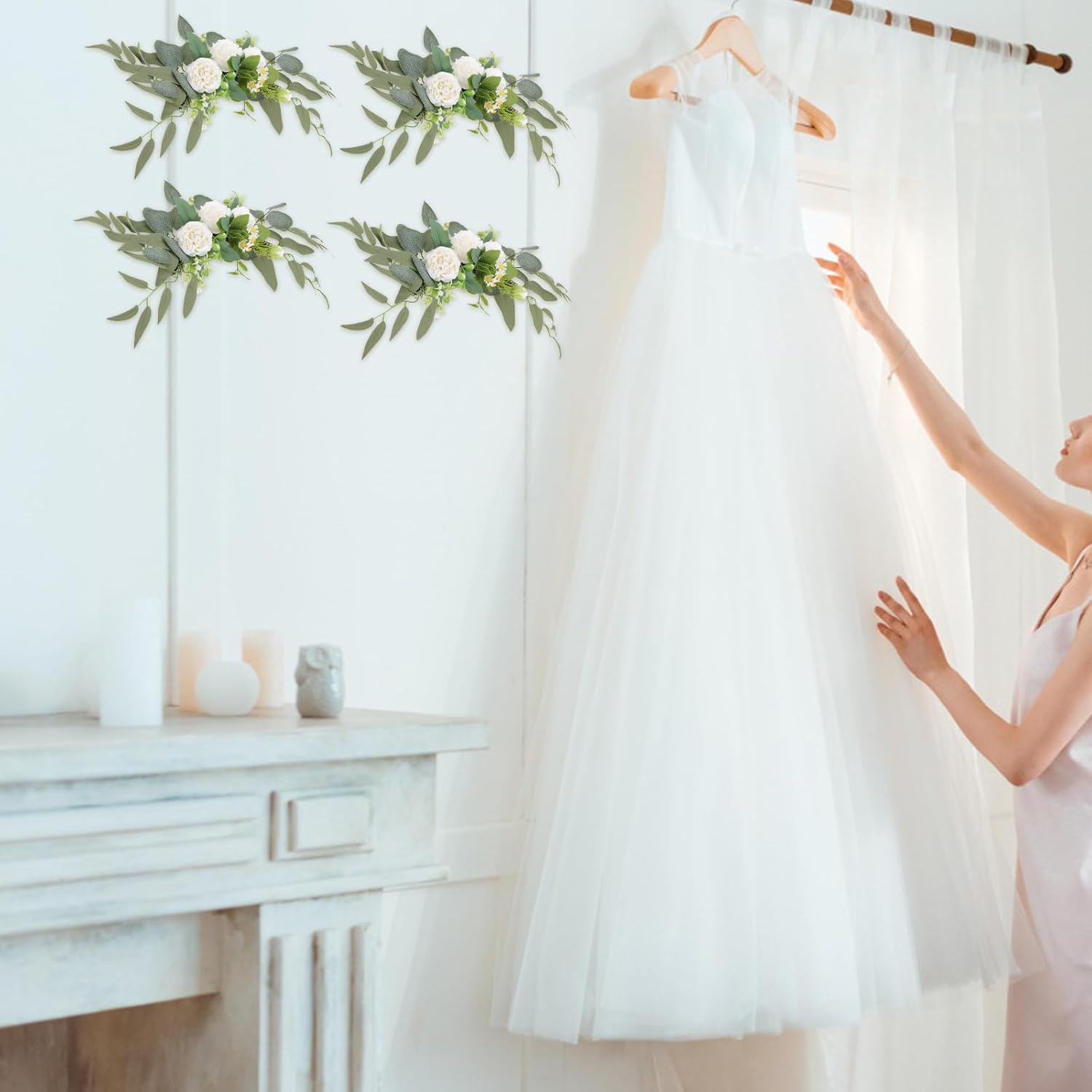 Artificial Swag Hydrangea 2Pcs Artificial Wedding Arch Swags Decorative Swags for Home Room Door Wall Wedding Arch