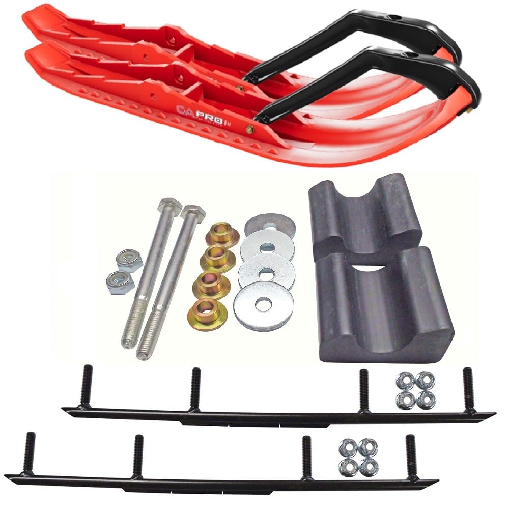 C&A Pro Red TMX Snowmobile Skis w/ 4