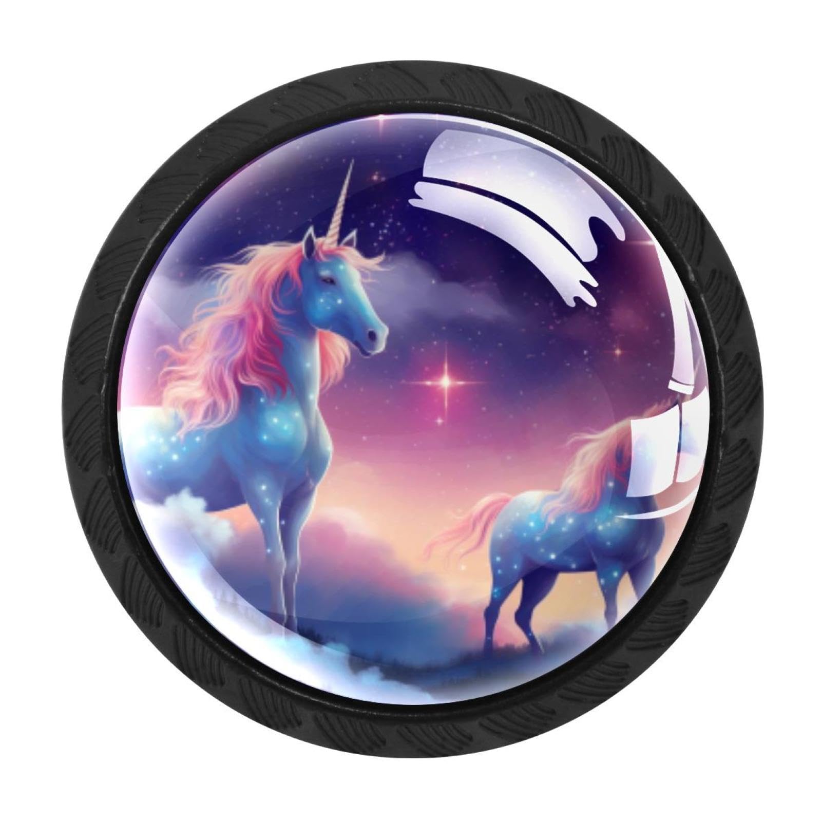 Chenzzzz Multicolored 09 4 Pcs Starry Unicorn Cabinet Knobs Crystal Drawer Pulls For Kitchen, Bathroom Cabinet, Dresser And Cupboard