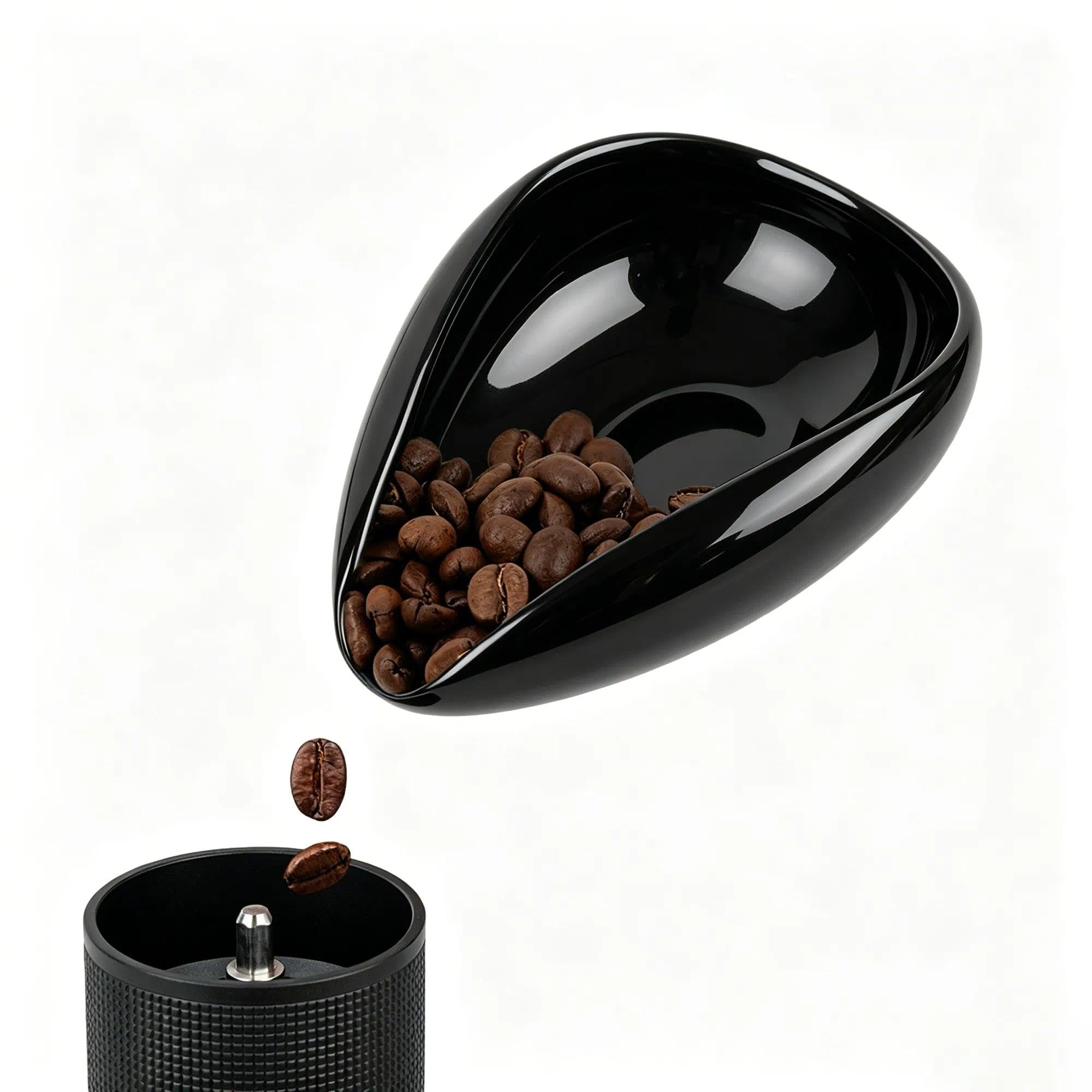 watchget Ceramic Coffee Dosing Cup &amp; Tea Storage Tray, Bright Black