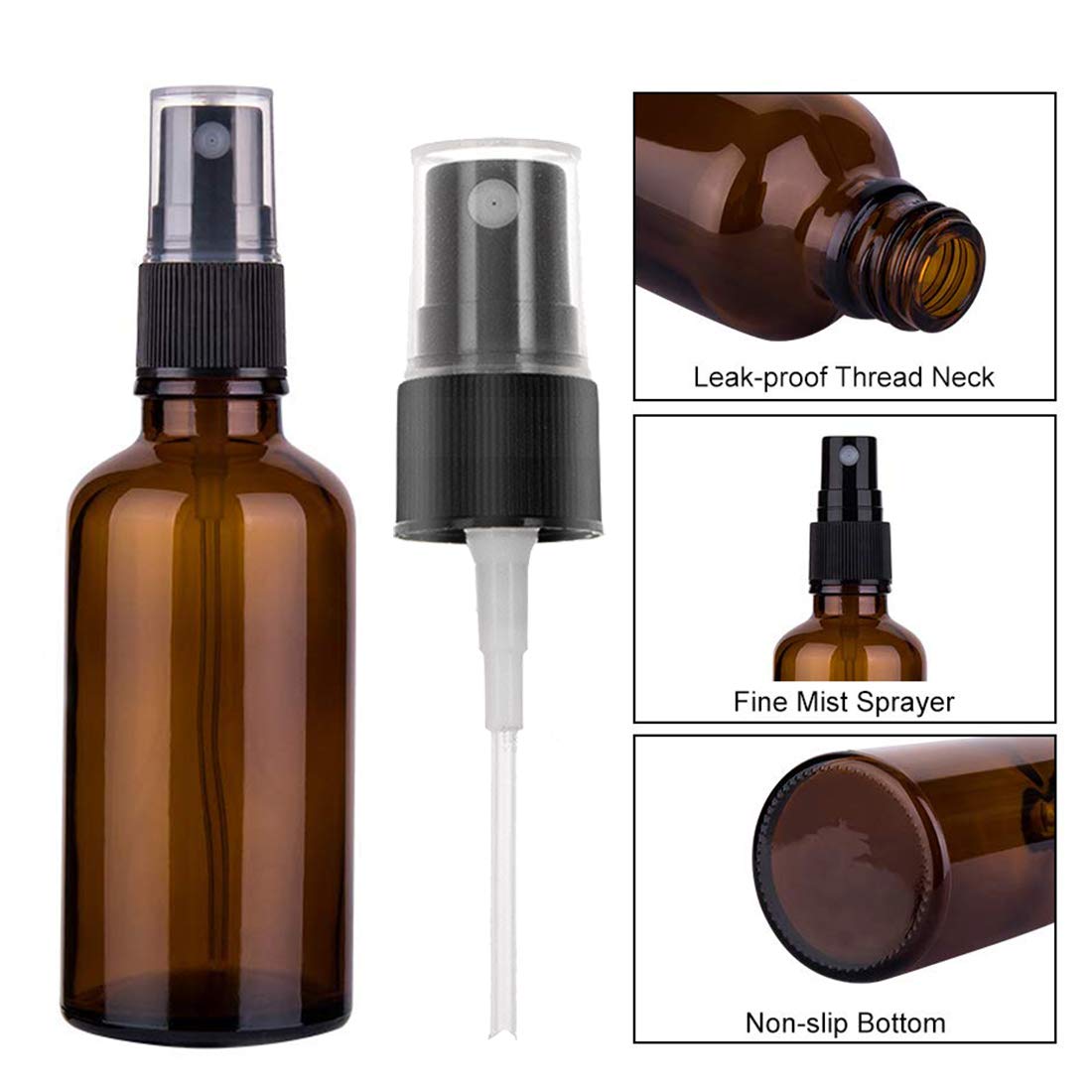 O-Kinee Bottiglie di Vetro Ambrato 8 pcs Flacone Spray di Bottiglie Da Viaggio Contenitore Riutilizzabile per Spray, Cosmetici, Aromaterapia, Medicina, olio Essenziale,Profumo (100ml)
