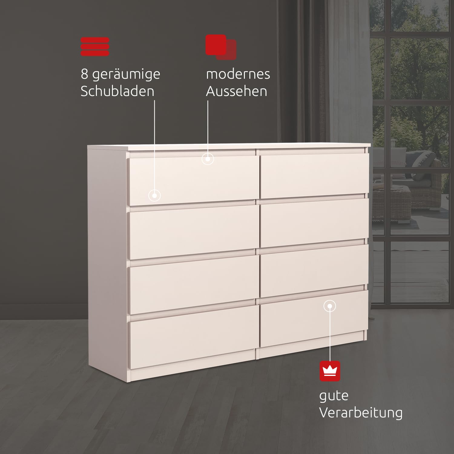 Helloshop26 - Buffetkast dressoir ladekast opbergkast organizer keuken