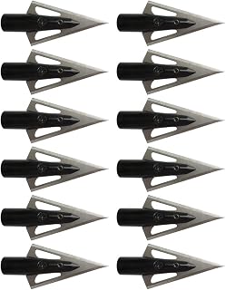 e5e10 Traditional Wooden Arrow Specific Hunting Broadheads - 12pcs 135 Grain, 0.35