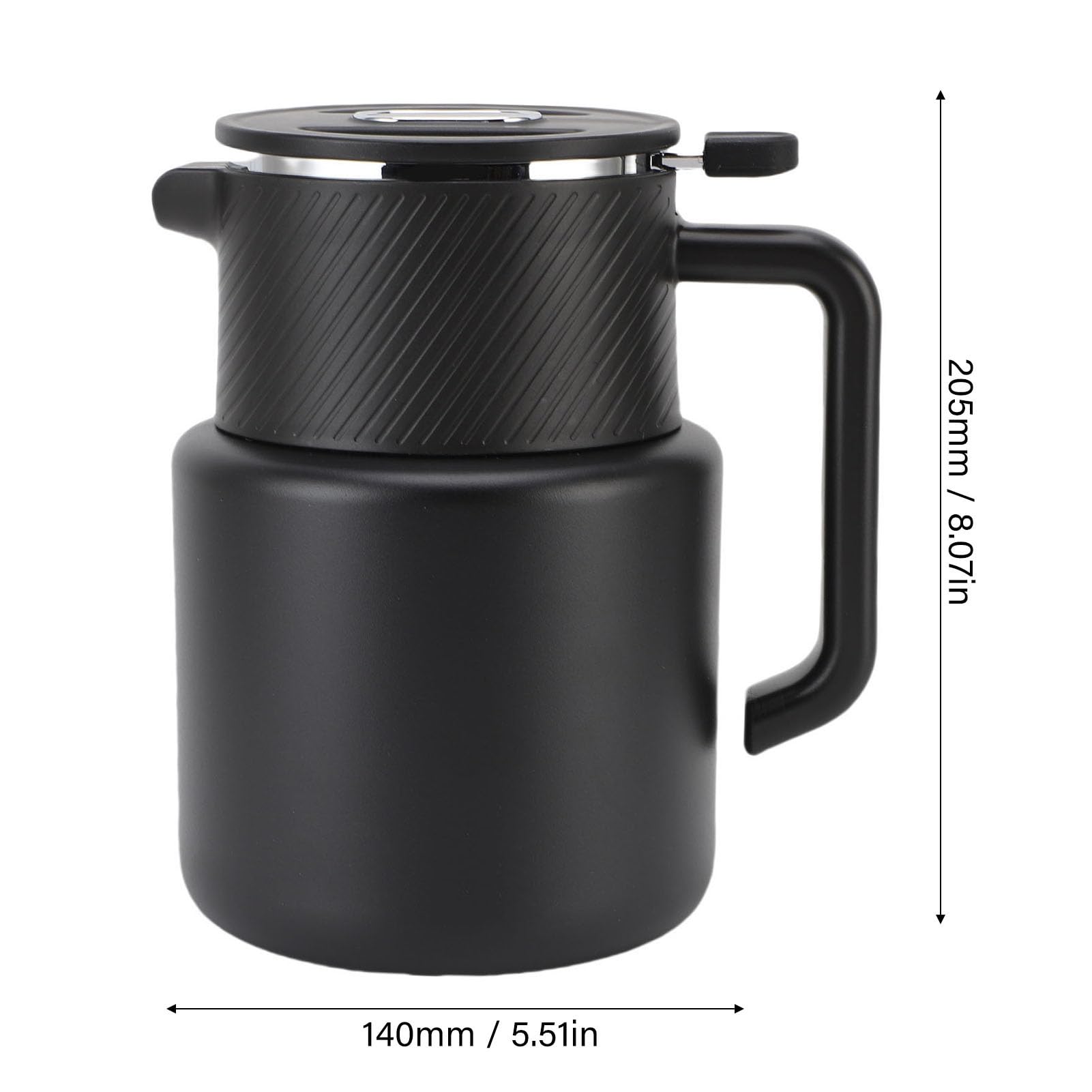AMONIDA Isolierter Teekessel mit Digitalanzeige und Filter Zum Aufbrühen von Kaffee, Tee, Milch, Saft, 1500 Ml, Edelstahl 316