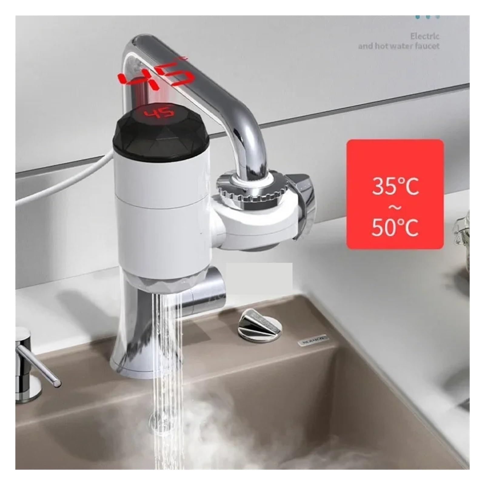 Rubinetto Scaldabagno Elettrico Rubinetto Istantaneo for Acqua Calda Riscaldatore Rubinetto for Riscaldamento Freddo Scaldaacqua Istantaneo Senza Serbatoio La Sicurezza Efficiente