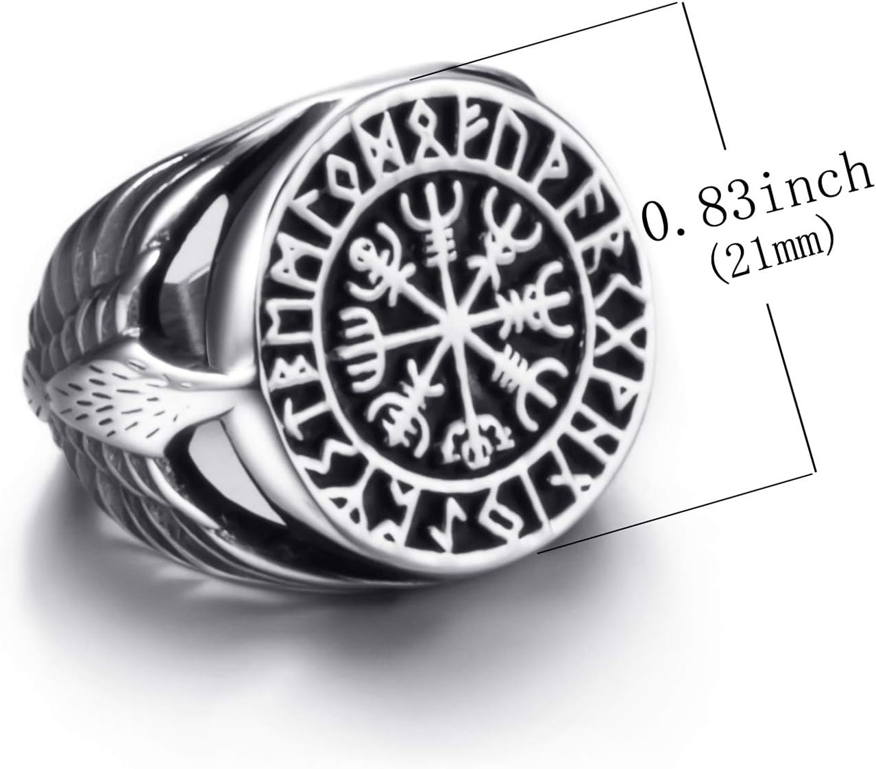 Men Stainless Steel Rings Viking Valknut Vegvisir Pirate Compass Norse Symbol Vintage Jewelry Size 8-13 - Image 2