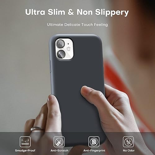 Miniatura 6 de TOCOL Funda delgada de silicona para iPhone 11 de 6.1 pulgadas, ajuste preciso, antideslizante, protección contra caídas, gris espacial