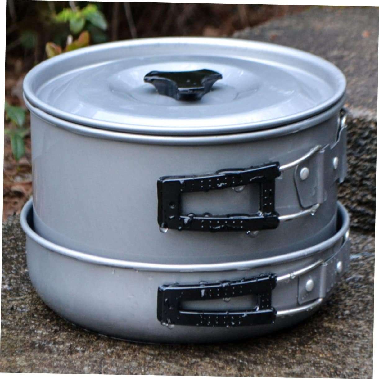 POPETPOP 1Set Outdoor Camping Cookware Portable Non Stick Pots and Frying Pan for Hiking Picnic and Outdoor Cooking Durable Easy to Clean Person Capacity