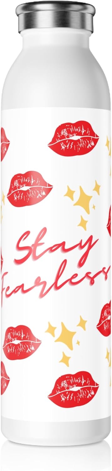 Stay Fearless Slim Water Bottle - Inspirational Fitness Flask, Motivational Gift, Trendy Hydration Bottle, Perfect for