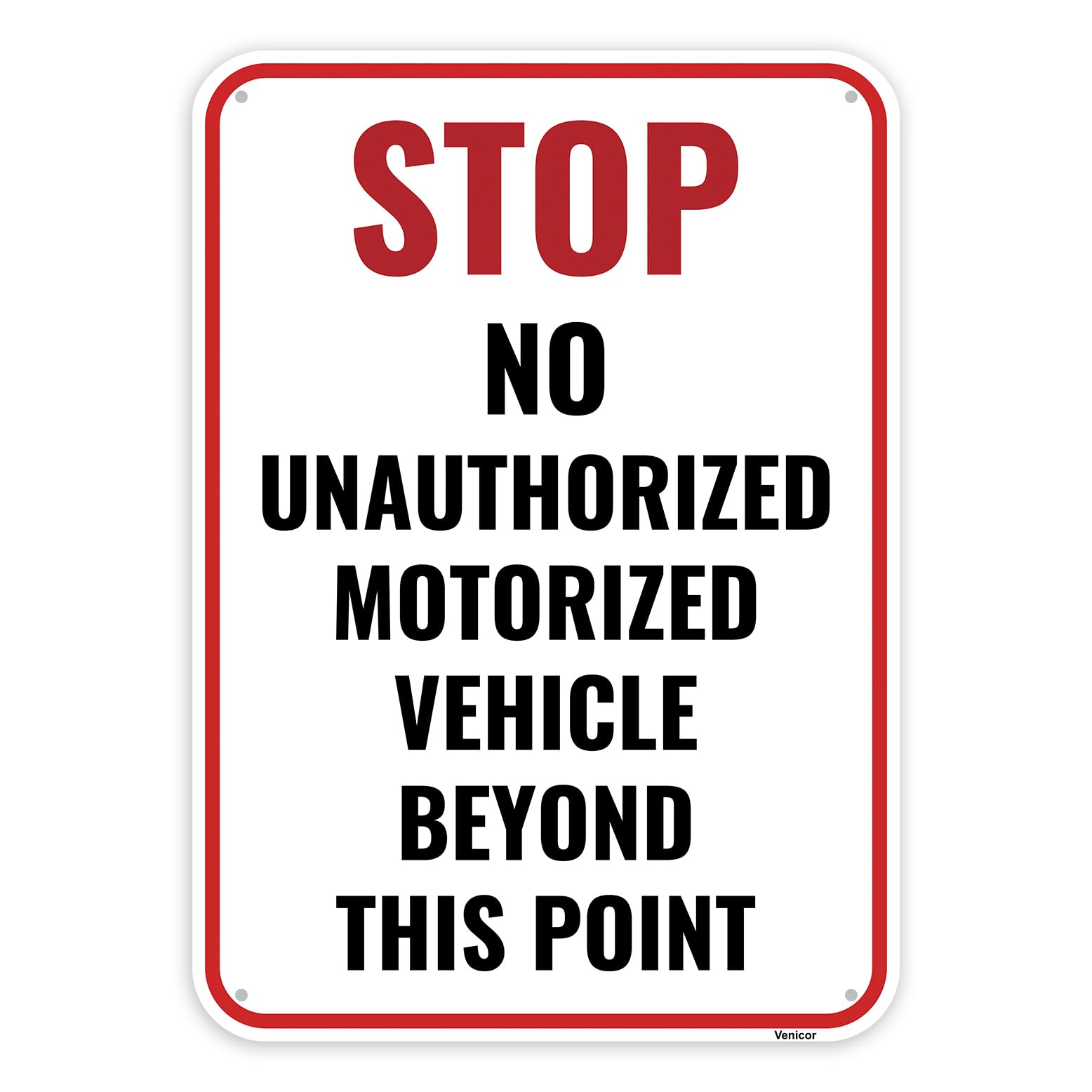 No Motorized Vehicles Aluminum Sign, Driveway Vehicle Ban Notice, 12x8 Inch
