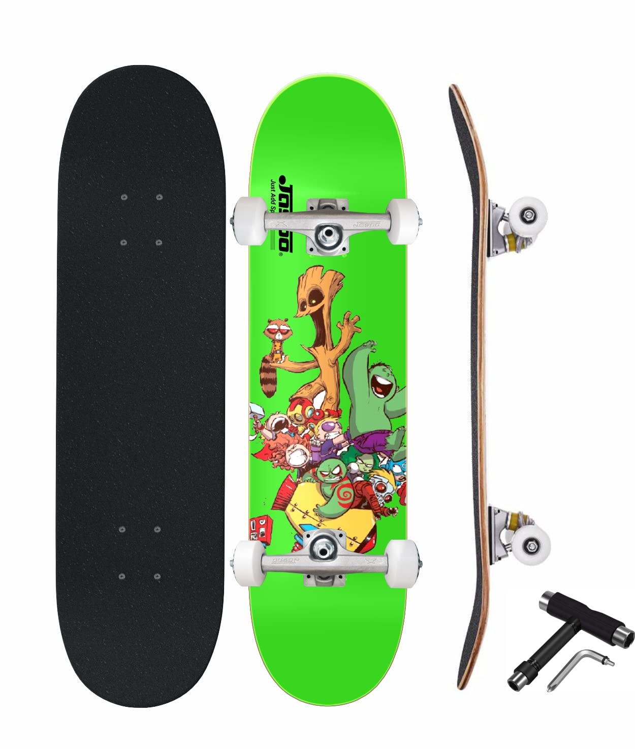 Jaspo Space Hero 31 x 8 Inches Canadian Maple 7-Layer Skateboard Complete Fully Assembled Kids/Boys/Girls/Youth/Adults – Made in India (Space Hero)