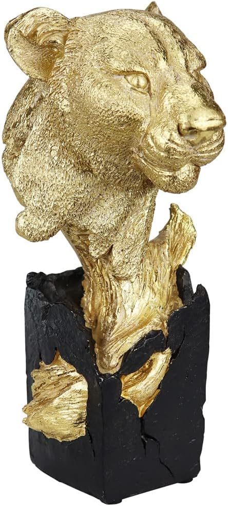 Polyroyal Gold Cheetah Bust Statue,Panther Head Figurine, 9.2" H Cheetah Decor Animal Statues Decor for Home Office Decor,Gift for Any Animal Lover