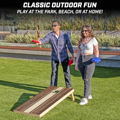 GoSports 4 x 2 ft Regulation Size Wood Cornhole Board Set - Walnut Design, Includes 2 Boards, 8 Bean Bags, Carrying Case and Game Rules by GoSports - Image 5