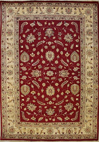 6'6 X 9'9 Double Knot Ziegler Chobi Design Area Rug With Wool Pile - | A 6X10 Large Rug | An Authentic Hand Knotted Chobi Ziegler Rug Made With Vegetable Dyes #TOP26