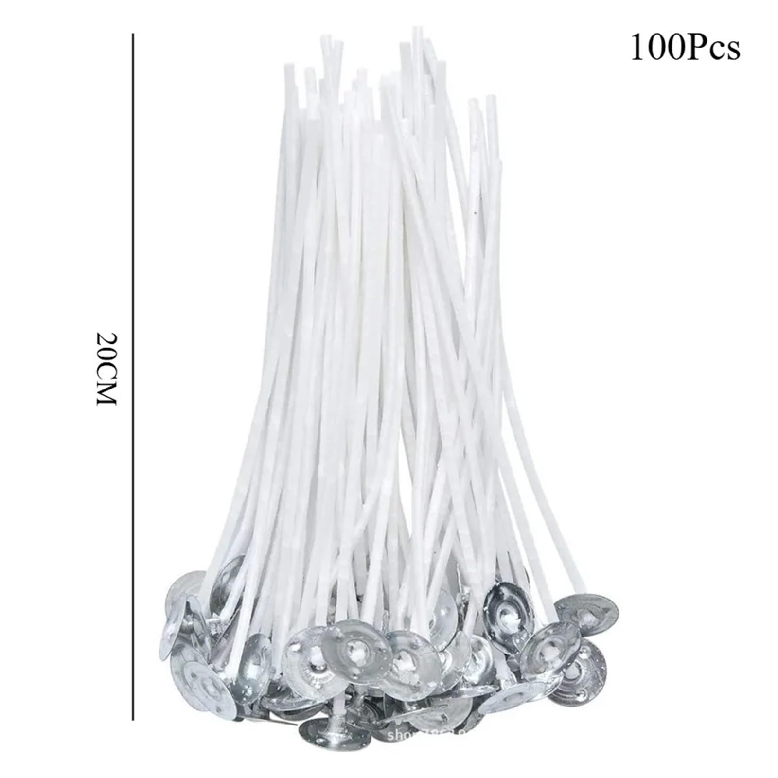 Kerzendocht 100 Stück/Set Vorgewachste Rauchfreie Kerzendochte Mit Halter, DIY-Baumwollfaden, Sojawachs, Bienenwachs-Herstellungszubehör(20CM 100Pcs)