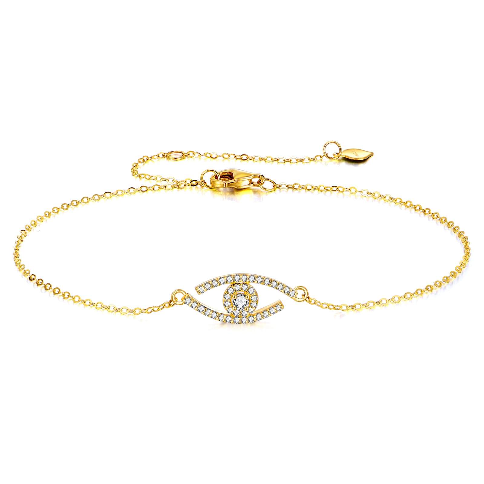 ELFRONT 14K Solid Gold Bracelet for Women Moissanite Bracelet Jewelry Gifts for Women