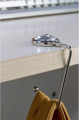 Miniatura 3 de TANOSII Gancho para bolso, soporte de embrague mental, colgador de diamantes de imitación para escritorio de mesa, 3 paquetes, blanco, rosa, azul