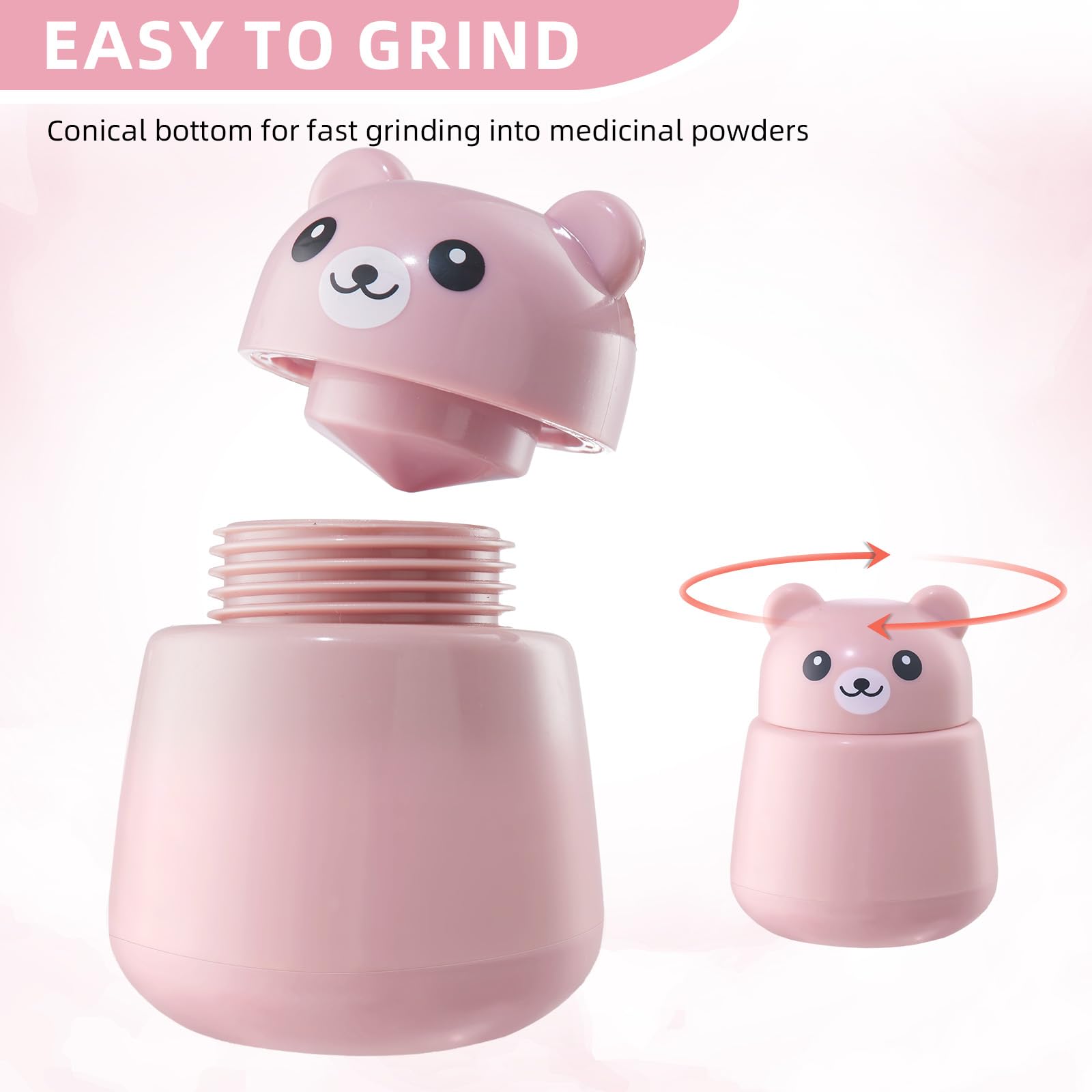 Bear Pill Crusher Vitamins, Tablets Crusher and Grinder BPA-Free ABS, Easy to Grind & Clean, Leakproof Portable Crusher for Pets, Kids and Elders, Pink — Amazon image 3