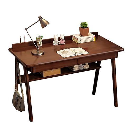 Solid Wood Writing Desk, 47" Mid-Century Modern Walnut Desk, Home