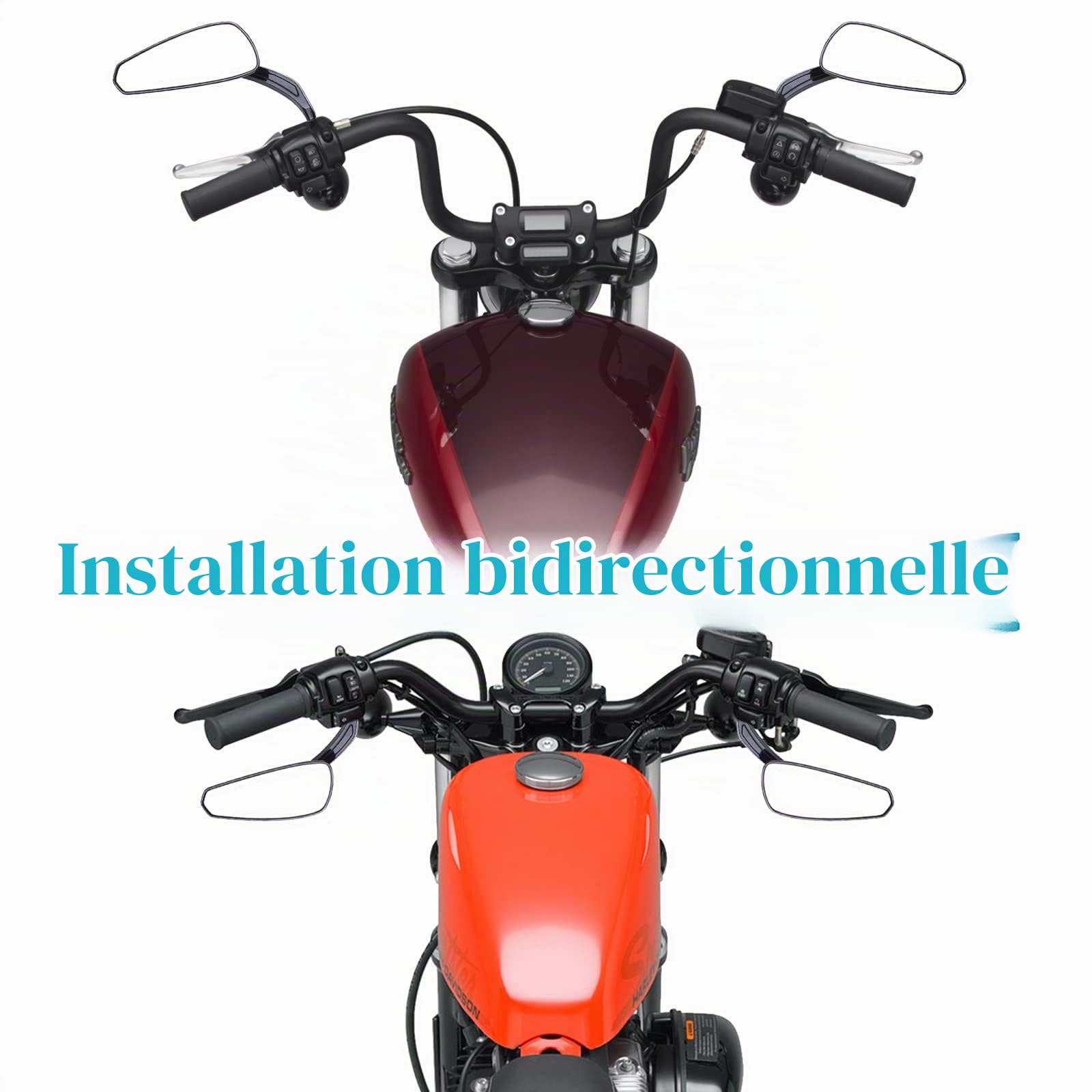 M8 8 mm Rétroviseurs moto Style unique Forme de feuille Rétroviseurs latéraux pour Softtail Slim Heritage Softail Breakout Roadster Sportster 1200