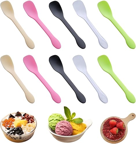 500 cucharas de plástico, cucharas desechables de alta calidad, cubiertos de plástico duraderos, cucharas de degustación multicolor para suministros