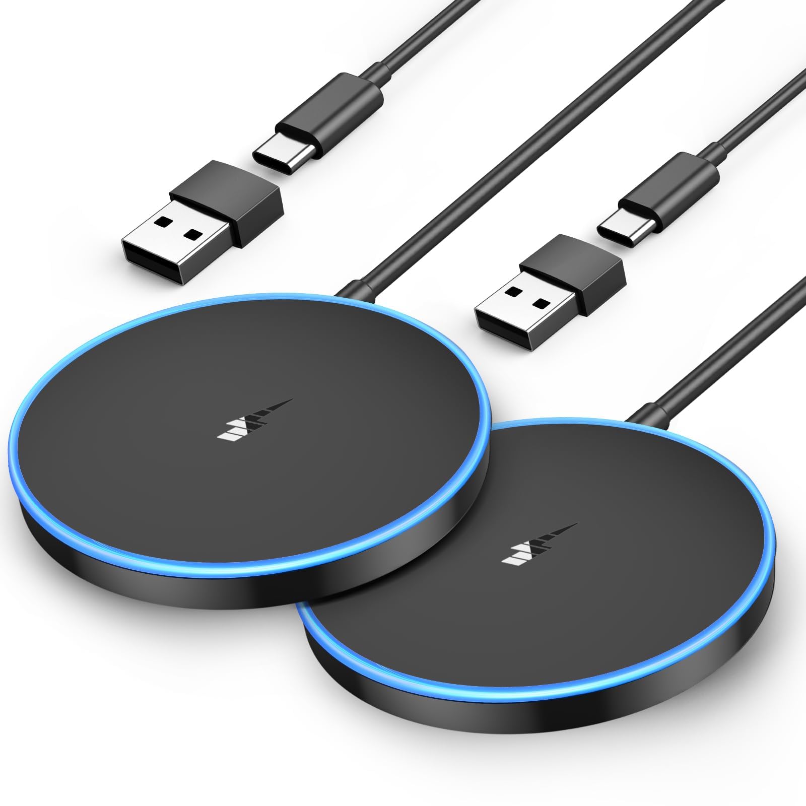 2 Pack Magnetic Wireless Charger 15w Apple Mag-Safe Charger for iPhone 16 Pro Max/16 Pro/16/16 Plus/15/14/13/12 Series AirPods 3/2/Pro/Pro 2 LED Magnet Charging Pad with Dual Charging Ports