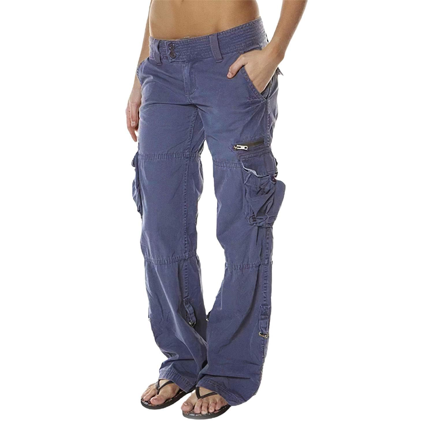 Bengbobar Women Cargo Pants High Rise Military Tactical Pants Women Baggy Pants Straight Wide Leg Trousers with Pockets
