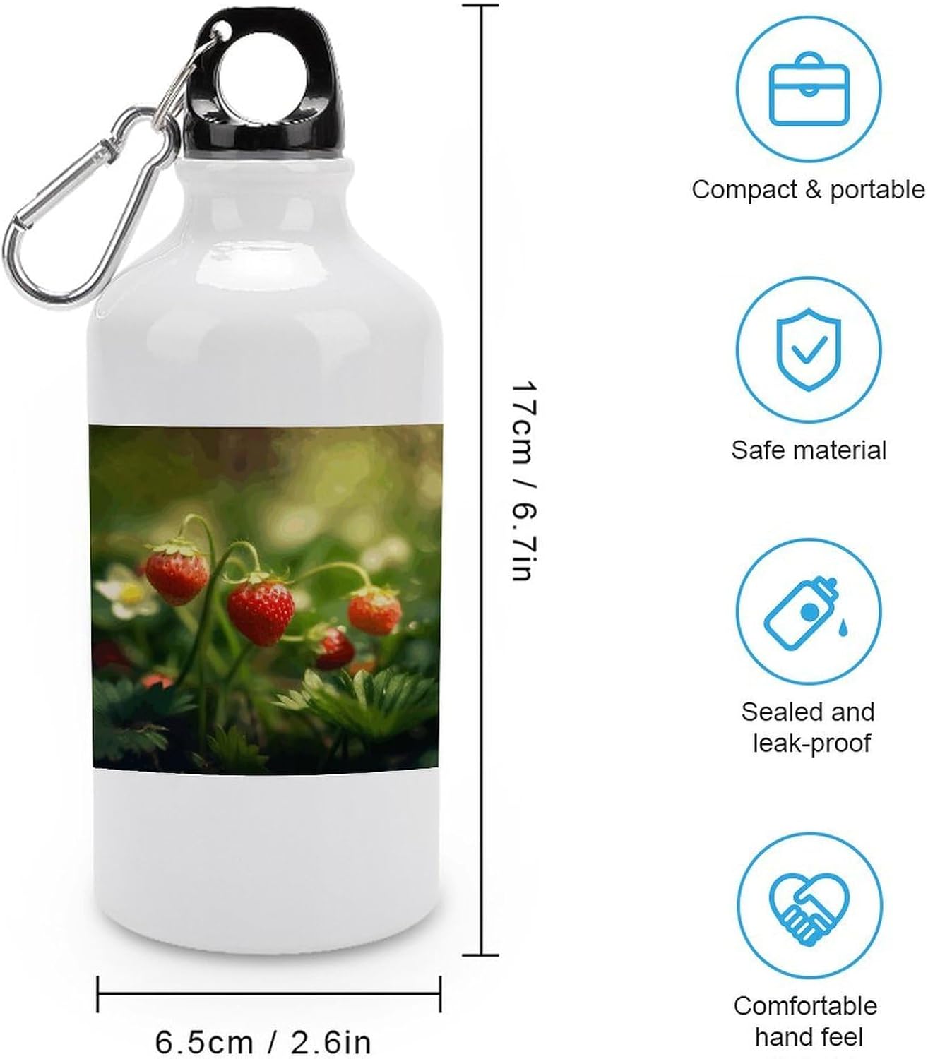 Aluminum Sports Water Bottle with Carabiner Clip & Leak-Proof Lid image 2