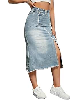 Amazon.com: Glkaend Long Denim Skirts for Women Fashion