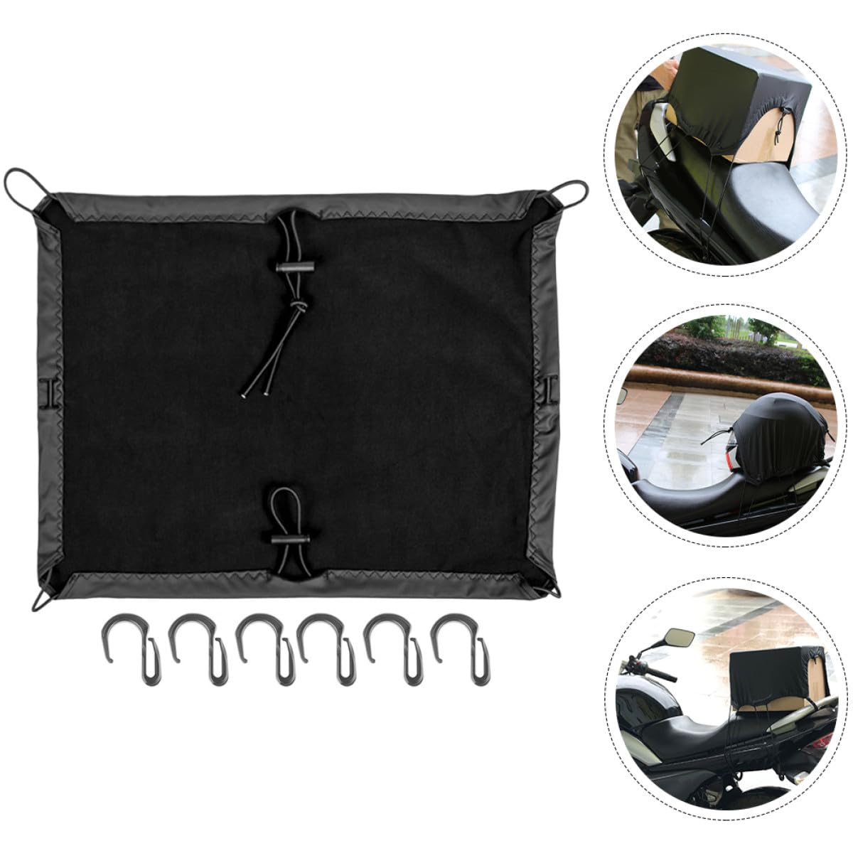Outanaya Copertura Elastica per Bagagli da Moto Rete Elastica e Ganci, Tessuto Resistente Nero per Ciclismo e Scooter, Protezione Sicura Casco e Piccoli Oggetti