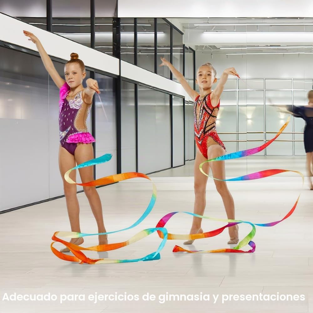10 Piezas Cinta Gimnasia Ritmica Niña, 2M Cinta de Gimnasia Ritmica | Cinta de Danza con Varita, Cintas Gimnasia Ritmica de Baile Rítmico Gimnasia Artística Infantil Entrenamiento de Baile