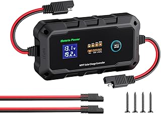 20A 12V/24V MPPT Solar Charge Controller, Bateria Power Intelligent Solar Panel Regulator 20 Amp with LCD Display and LED Indicate Light Designed for 12/24 Volt Gel AGM Lithium LiFePO4 (Sunrock 20)