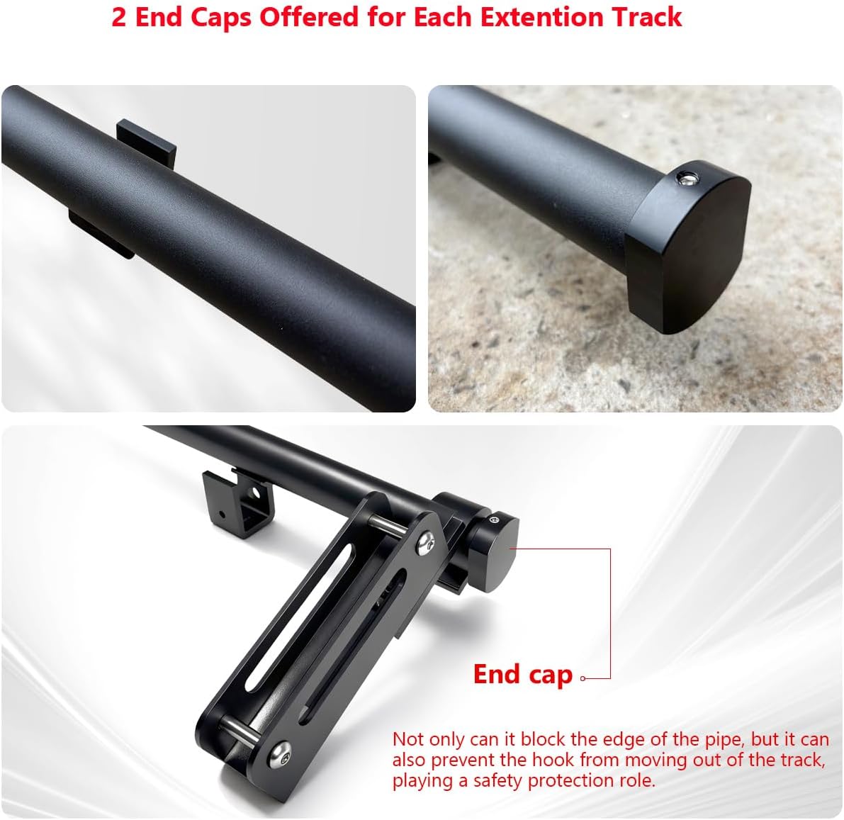 DIYHD 8FT Sliding Library Ladder Extension Rail, Wall-Mounted Track Extension with Connector, Adjustable Brackets