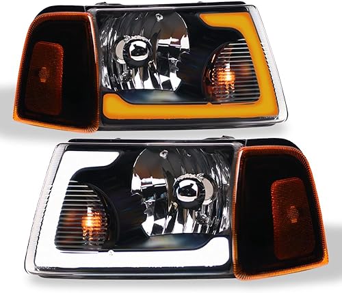 TLAPS 7422448582543 para Ford Ranger 2001-2011 Switchback - Barra de tira LED secuencial color negro con luces de esquina de señal reflector ámbar 4