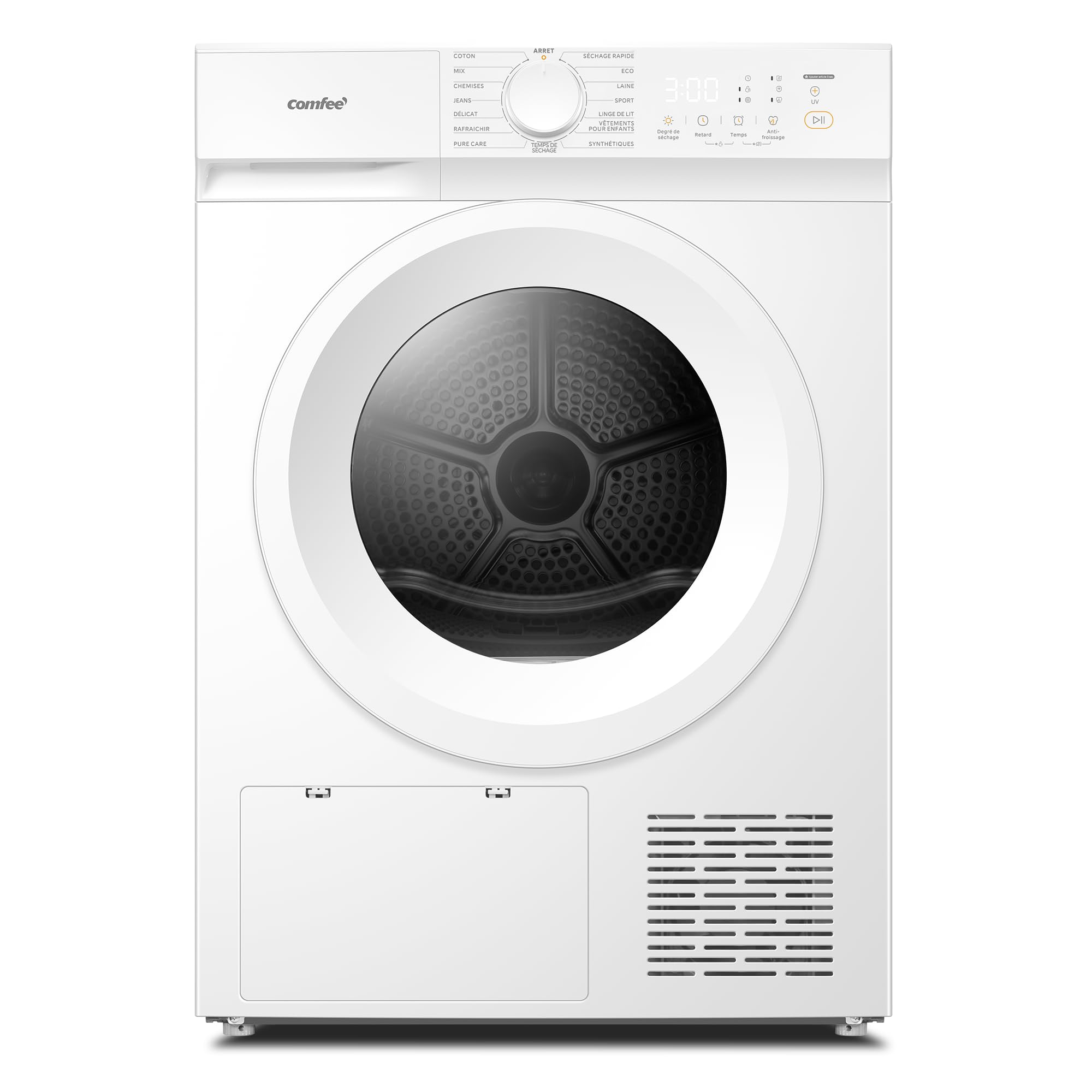 COMFEE' Sèche linge Pompe à Chaleur 8kg Classe D Séchage rapide 15 programmes Blanc