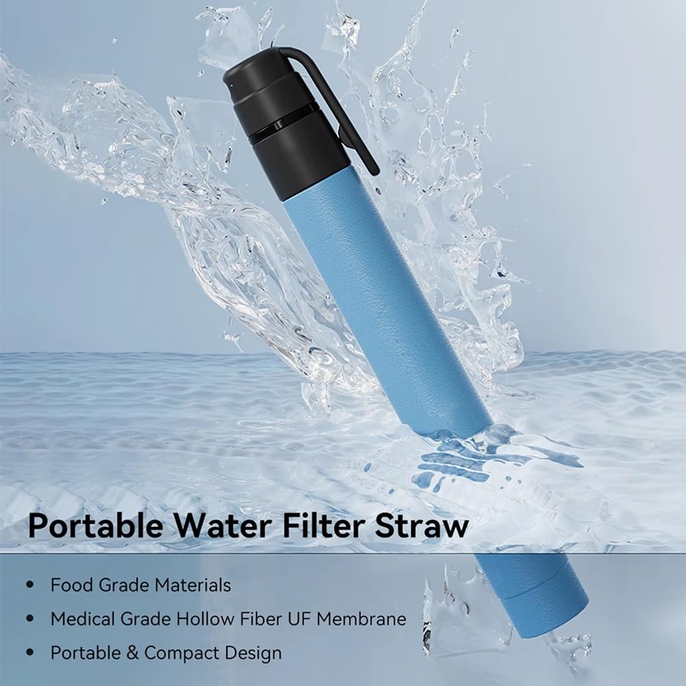 Paille Filtrante Portable pour l'eau, Purificateur d'eau pour Le Camping et la Randonnée