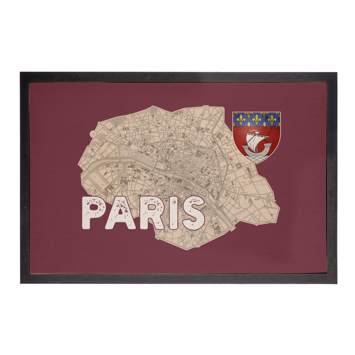 Paillasson Paris 75 carte ancienne évocateur de souvenirs au cœur de l'Île-de-France