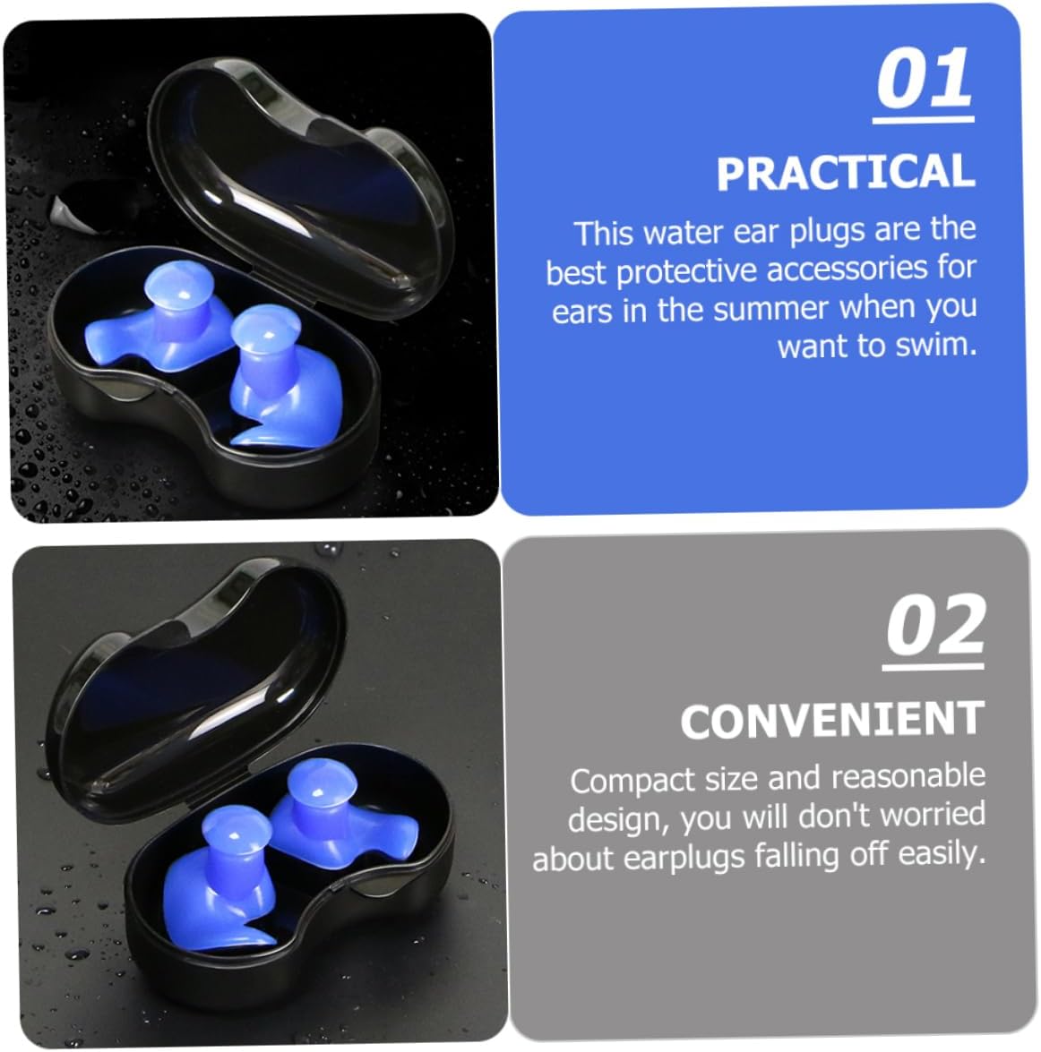 3pairs Silicone Swimming Earplugs for Adults and Boys and Girls Design for Diving and Water Activities Comfortable Fit Easy to Store Left Right Marked
