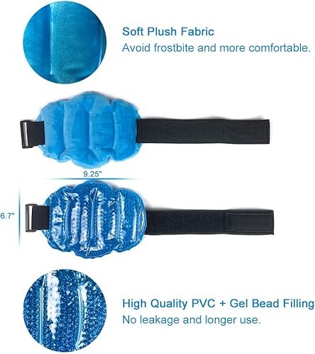 MR.ICE Paquete de 2 paquetes de hielo de rodilla para lesiones Paquete de hielo reutilizable con cuentas de gel con correa elástica ajustable