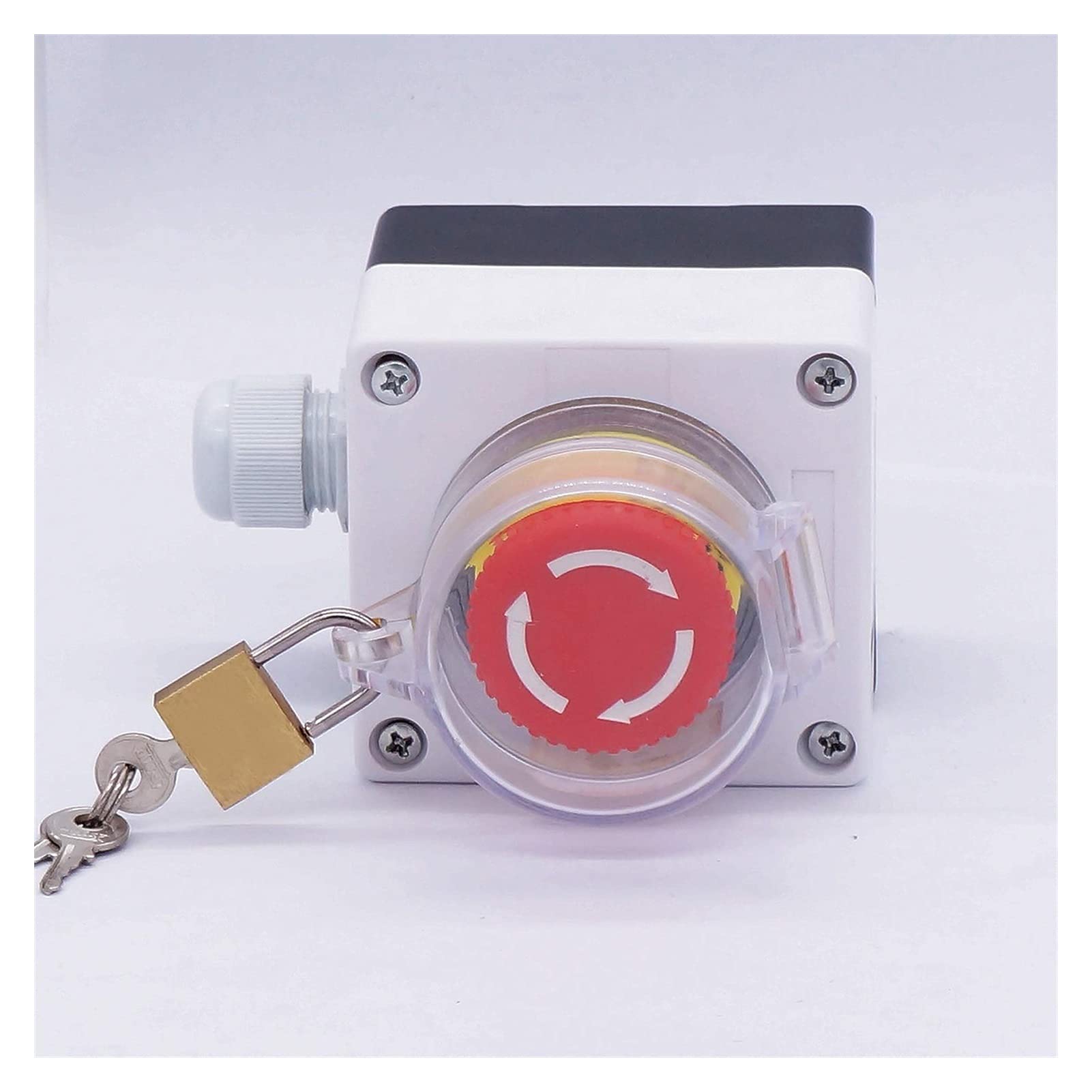 22mm 2 NC Fungo rosso a scatto Azione di arresto di emergenza Interruttore a pulsante Stazione di copertura 10A 440V