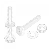 Vista 1 de uxcell Tornillos de máquina Phillips de plástico M4 x 1.181 in con tuercas y arandelas planas, pernos de máquina de cabeza plana de PC