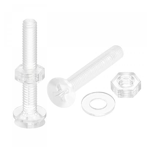 Miniatura 5 de uxcell Tornillos de máquina Phillips de plástico M4 x 0.787 in con tuercas y arandelas planas, pernos de máquina de cabeza plana de PC