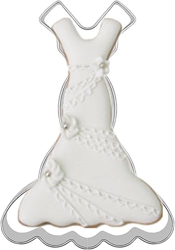 Vista 65 de Cortador de galletas en forma de vestido de gran tamaño, vestido de princesa sin tirantes de acero inoxidable, vestido de boda, cortador