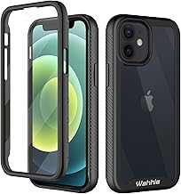 Compatible with iPhone 12 Mini Case, Built in Screen Protector Full Body Shockproof Slim Fit Bumper Protective Phone Cover 5.4'' Men Women-Black/Clear