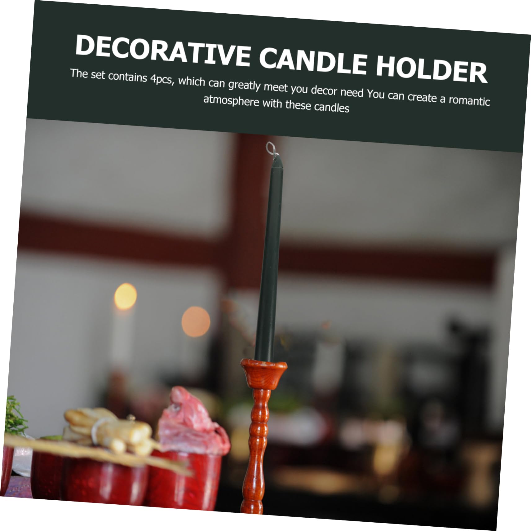 Candele Profumate a Stelo lungo 4 Pezzi in Paraffina Verde senza Fumo per Decorazione Romantica Matrimonio o Compleanno