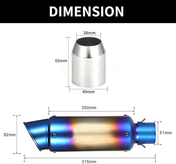 ACAGALA 38-51mm Universal Motorcycle Exhaust Pipe Tail Refit Exhaust Muffler Fit for Motorcycles ATV