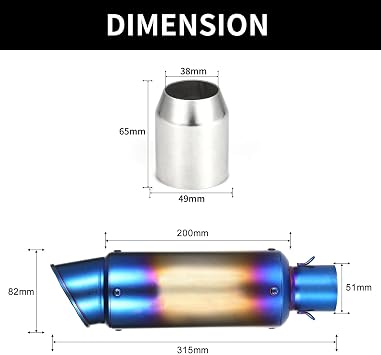 ACAGALA 38-51mm Universal Motorcycle Exhaust Pipe Tail Refit Exhaust Muffler Fit for Motorcycles ATV